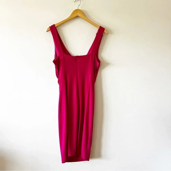 David Meister Hot Pink Body Con Dress Size 10 beaded Shoulder Barbiecore Barbie - Picture 2 of 8